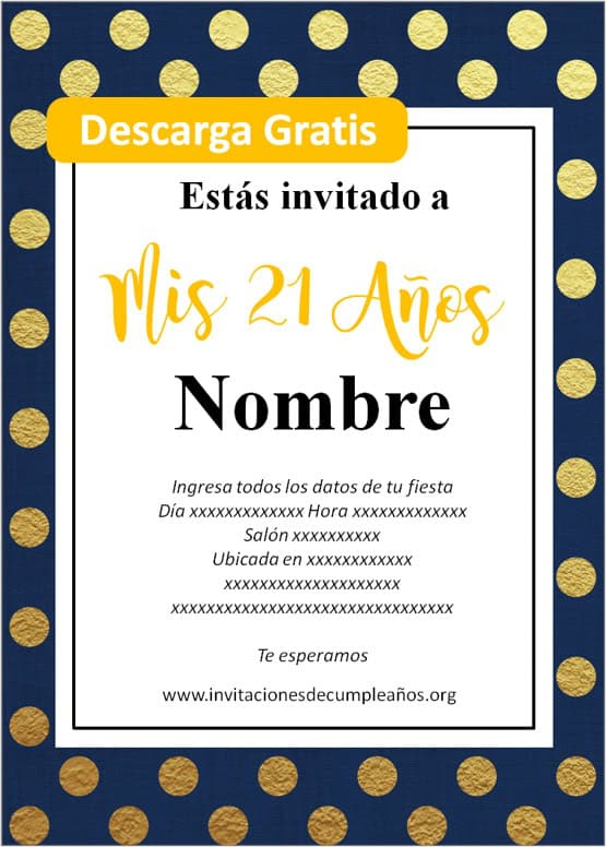 Invitaciones de 21 años cumpleaños